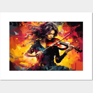 Violin Player Music Painting Abstract Art Decor Posters and Art